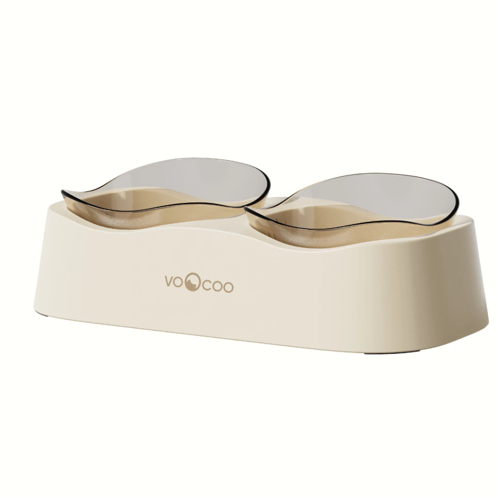 VooCoo ชามอาหารแมว Pet Duo Bowls ชามให้อาหารปรับองศา 2 หลุม รองรับคางของสัตว์เลี้ยง