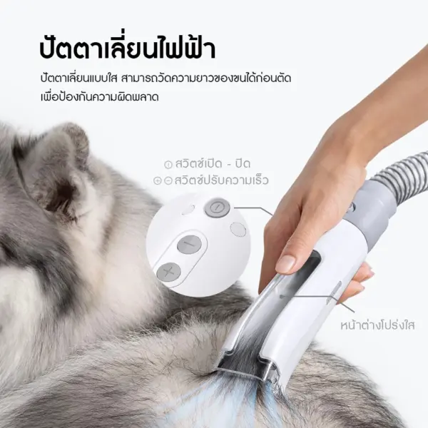 HOMERUNPET HC15 Pet Grooming Vacuum Kit ชุดเครื่องตัดแต่งขนสัตว์เลี้ยง 6 in 1 - Image 4